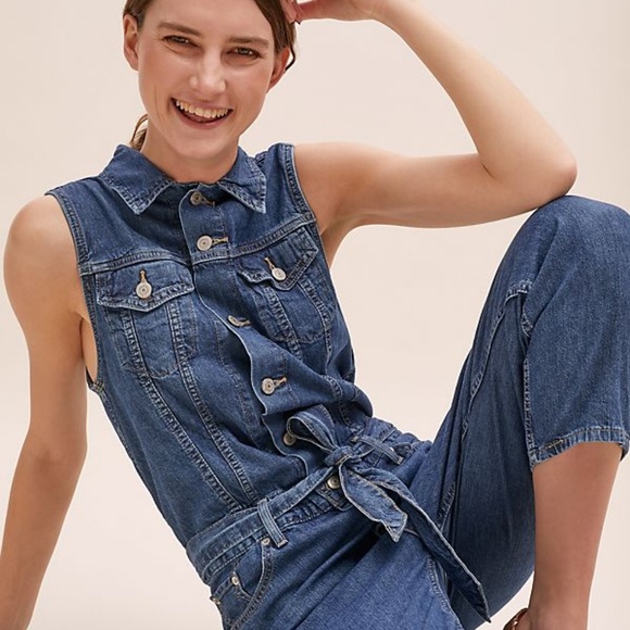 levi tapered denim jumpsuit